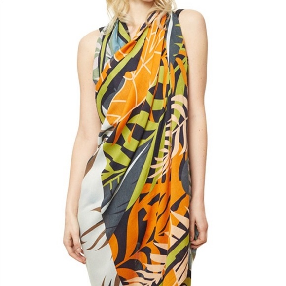 Arrived🌼 Leaf Print Oversized Tassel Scarf - Picture 3 of 4